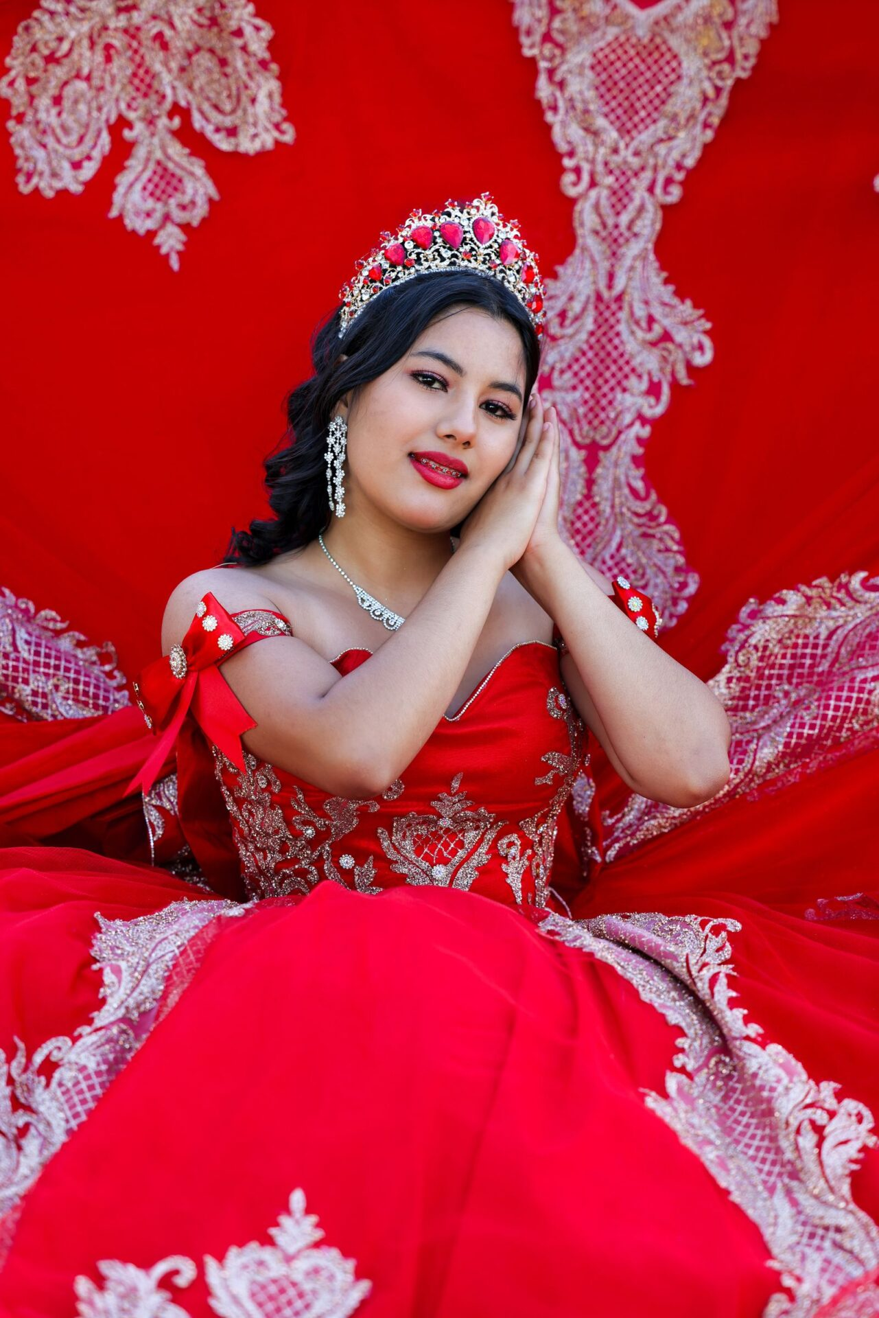 Quinceañera in red dress
